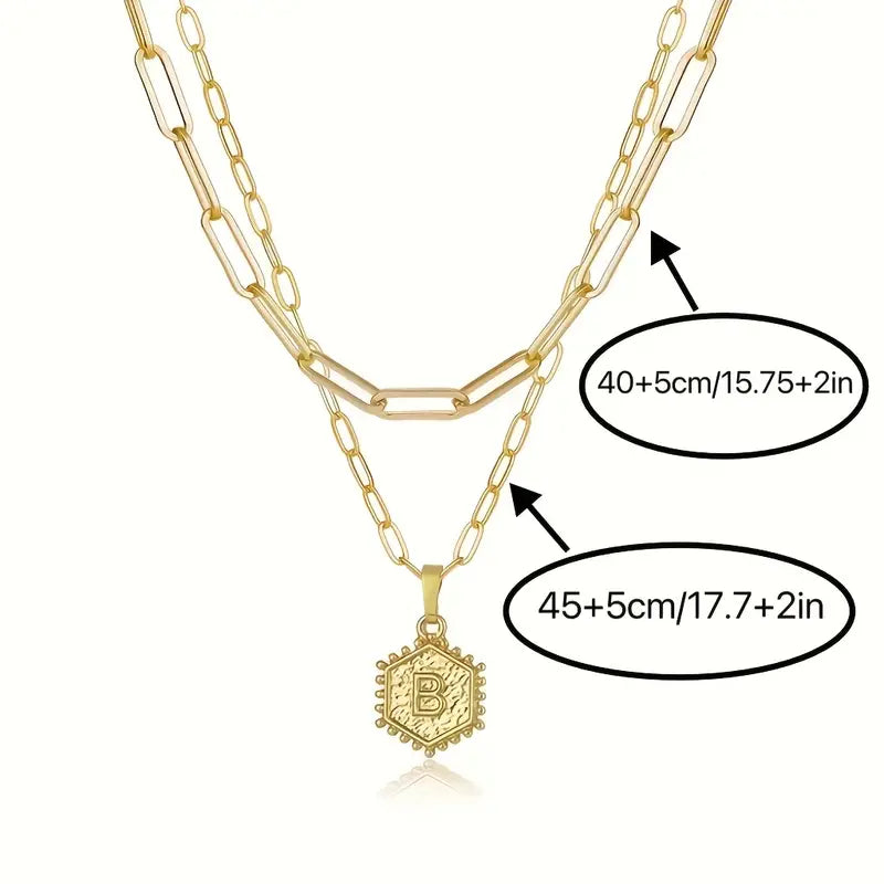 Letter Pendant 2 Piece Necklace