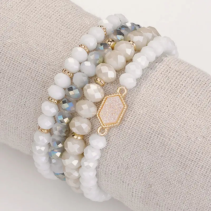 Crystal Resin Cluster Bracelet 4pcs set (multiple colors)