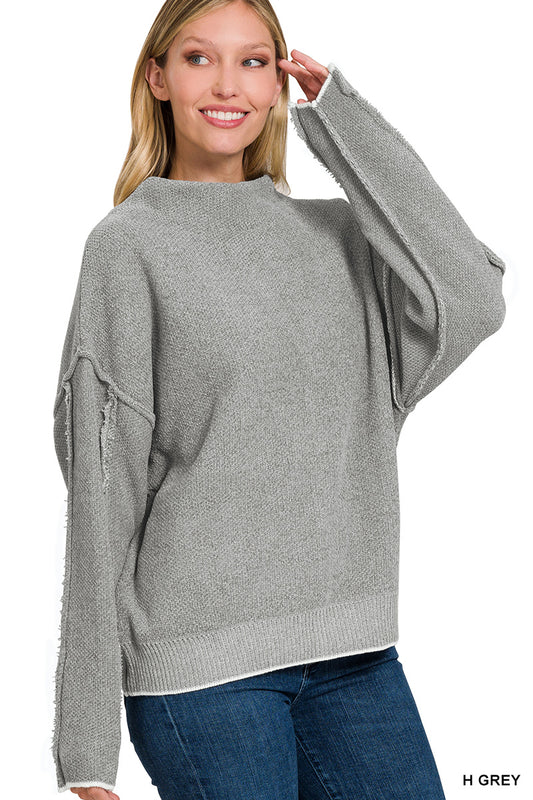 Oversized Raw Seam Chenille Sweater