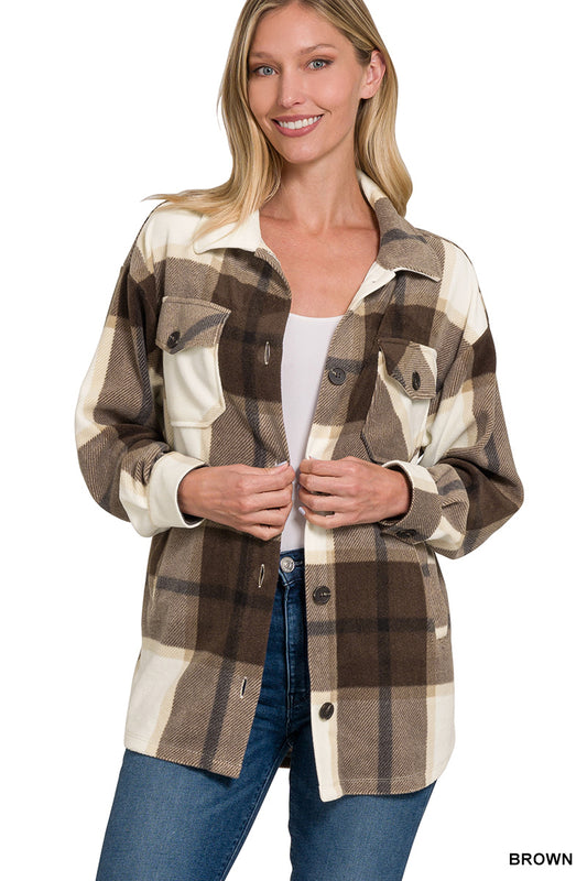 Oversized Plaid Fleece Shacket