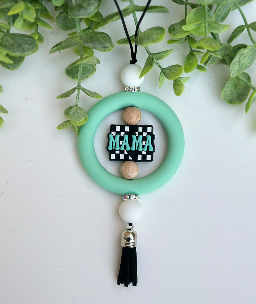 Checkered Mama Car Charm