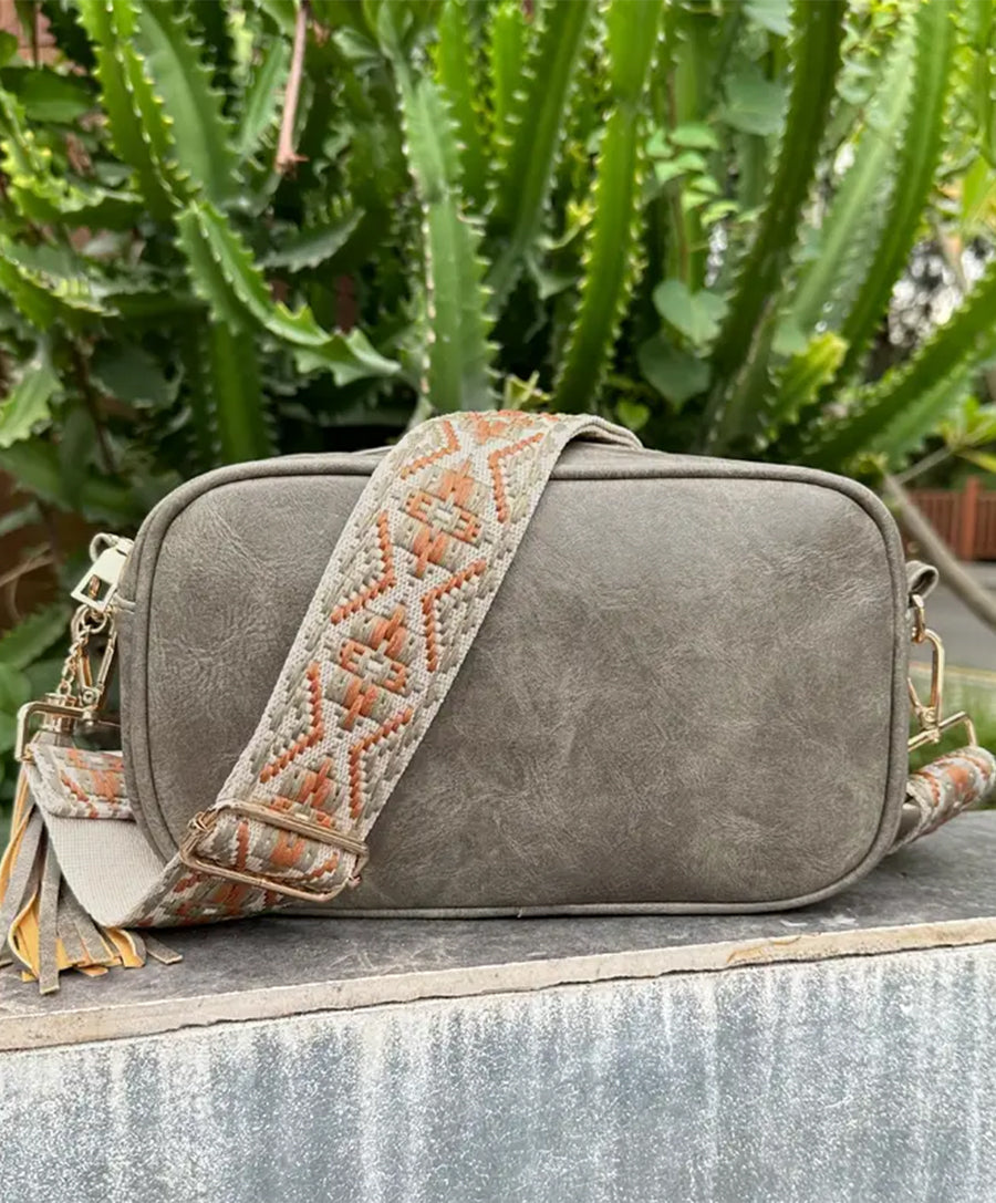 Grey Boho Mini Crossbody Bag