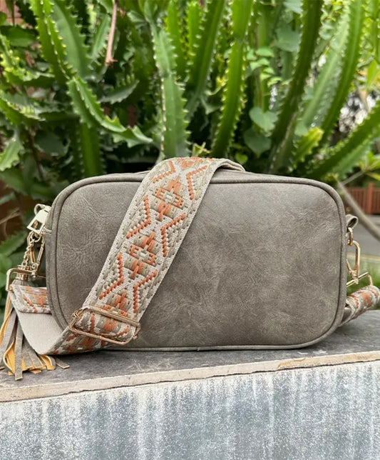 Grey Boho Mini Crossbody Bag