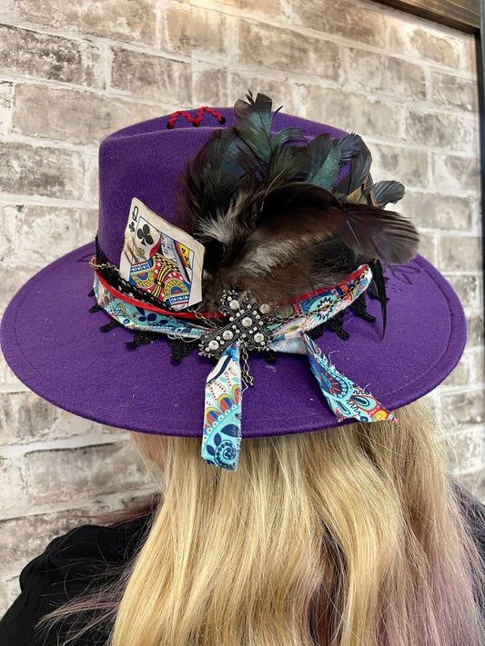 Purple Wide Brim Western Fedoras Hats