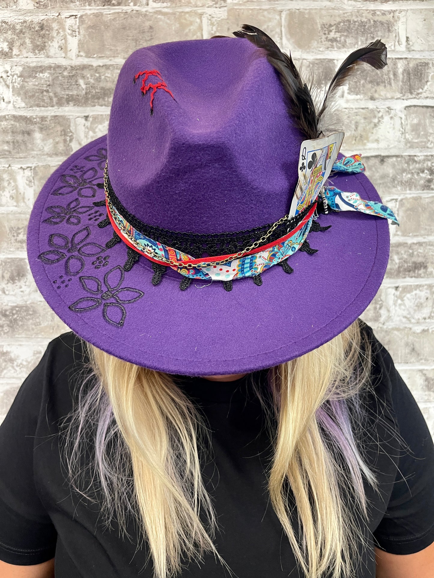 Purple Wide Brim Western Fedoras Hats
