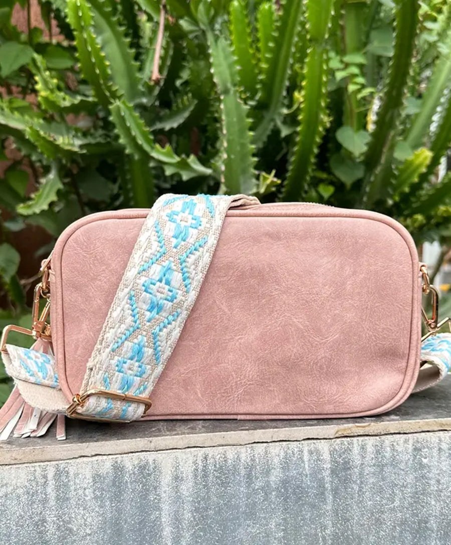 Light Pink Boho Mini Crossbody Bag