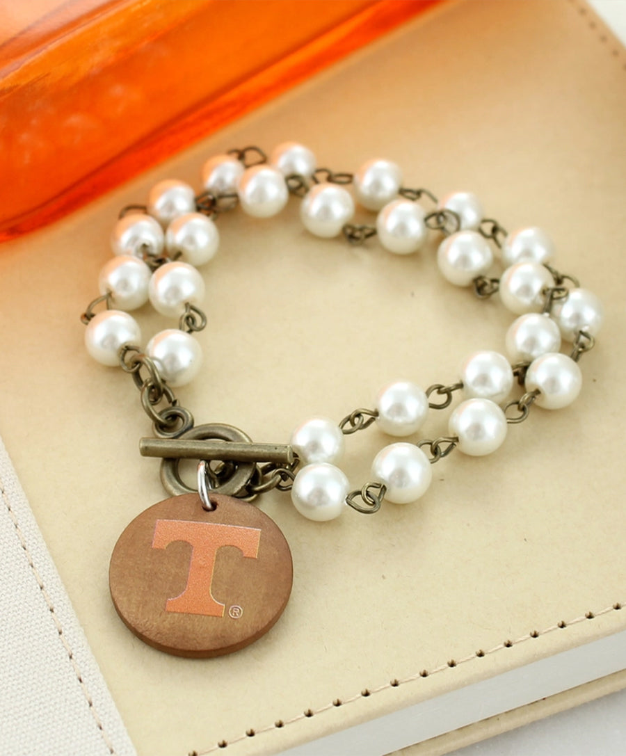 Tennessee Pearl & Wood Toggle Bracelet