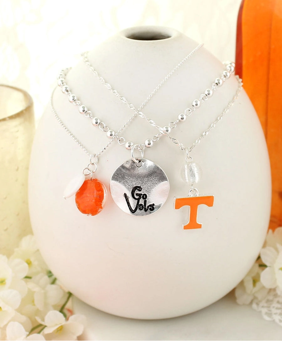 Go Vols Silver Disk Trio Necklace