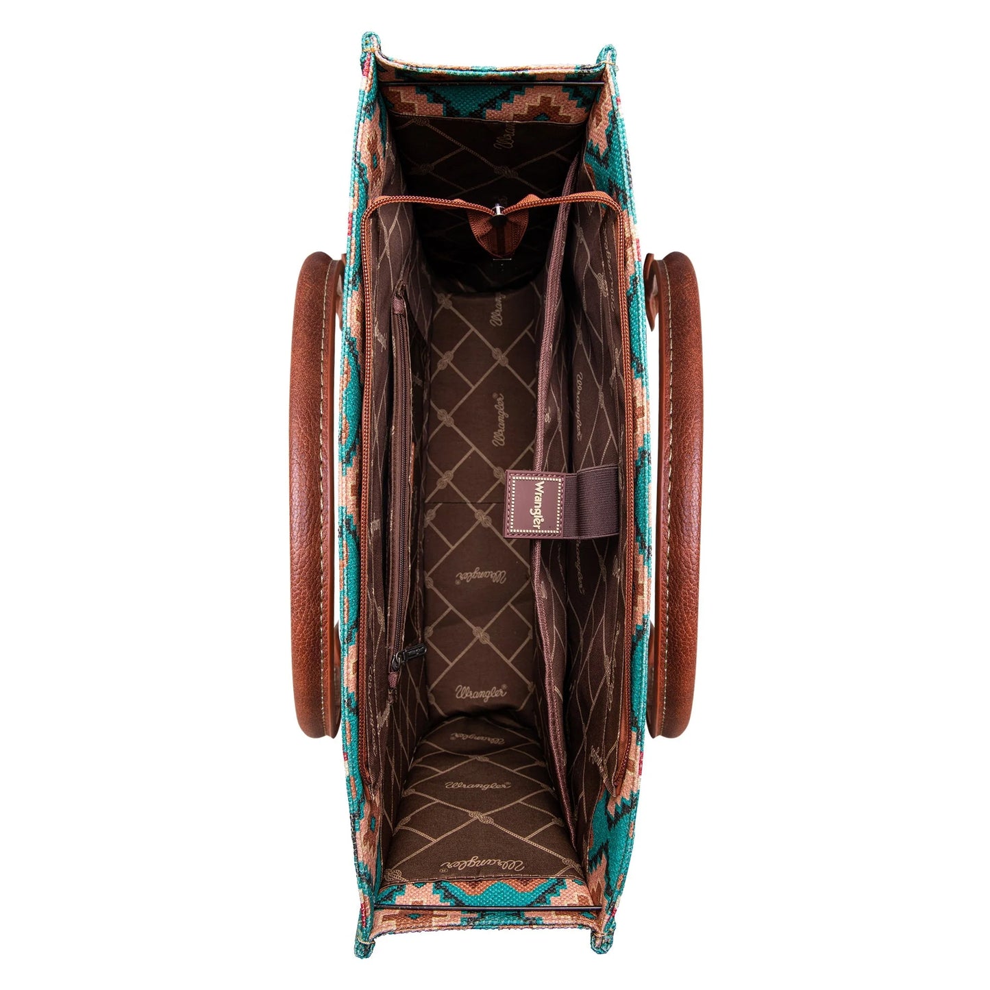 Wrangler Allover Aztec Dual Sided Print Canvas Wide Tote