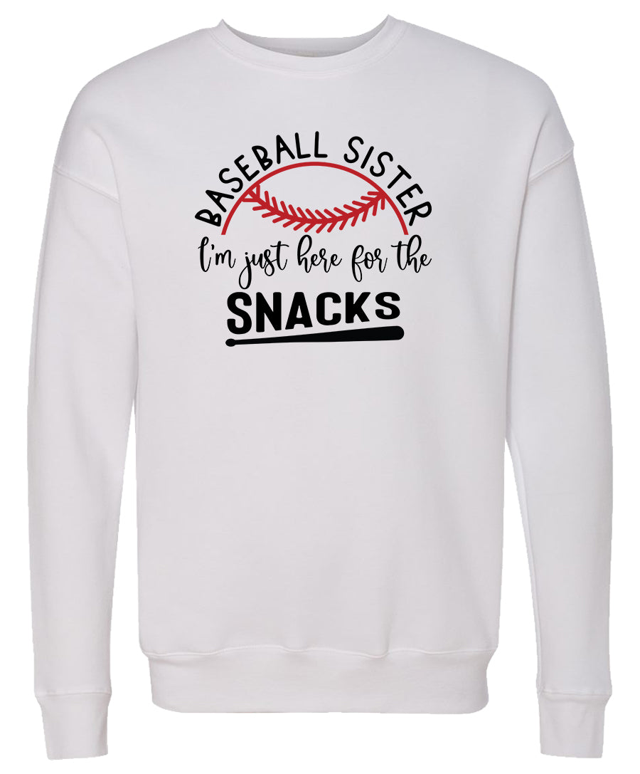 Baseball Sister Here for the Snacks (Adult)