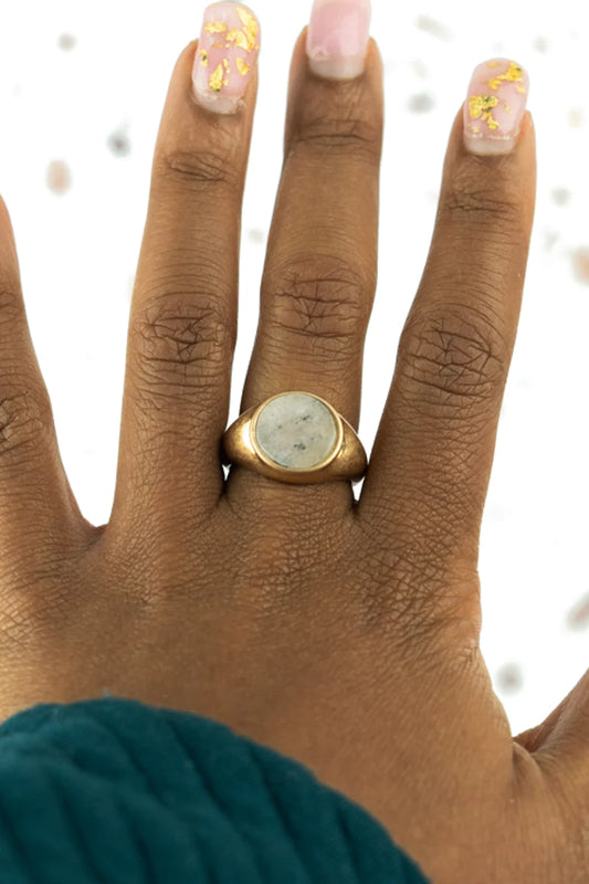 Demi Gray Agate Dish Goldtone Ring