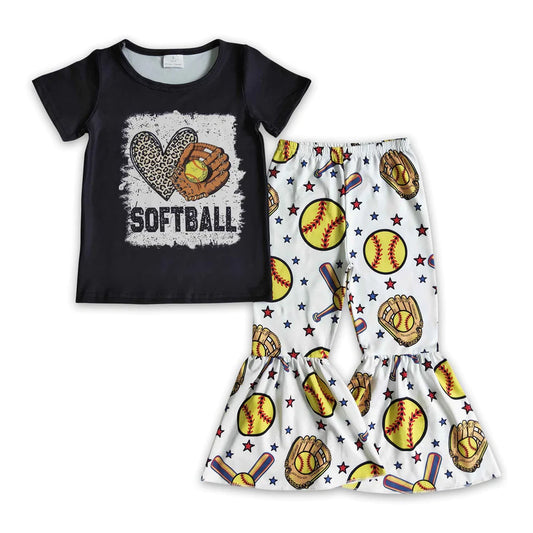Softball Bleached Bell Bottom Girls Outfit