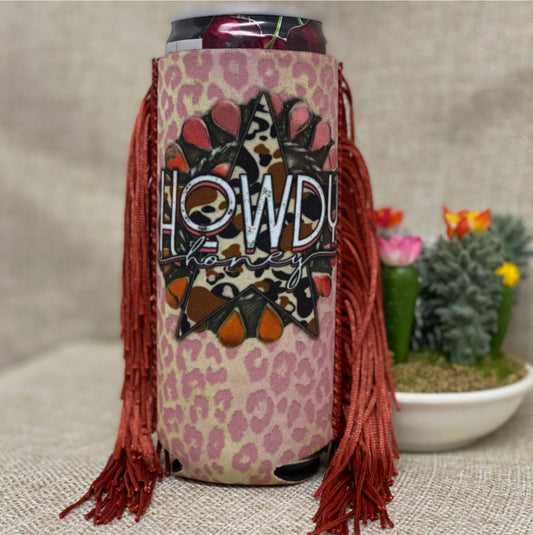 Fringe Koozie (Slim Can): Howdy Honey