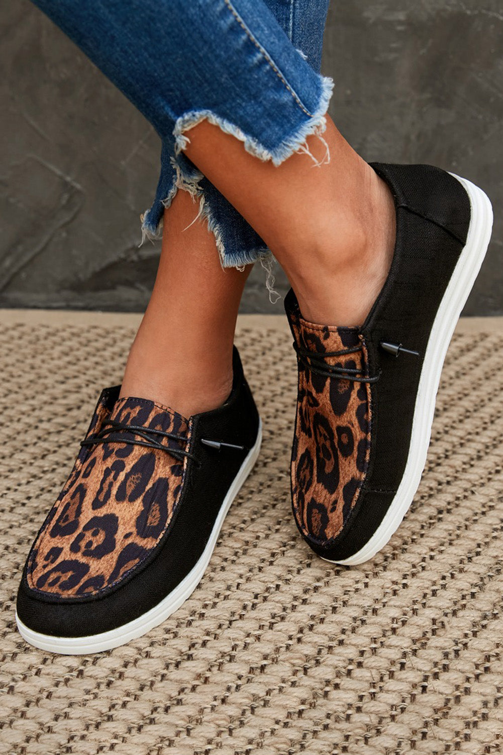 Leopard Slip On Flat Sneakers