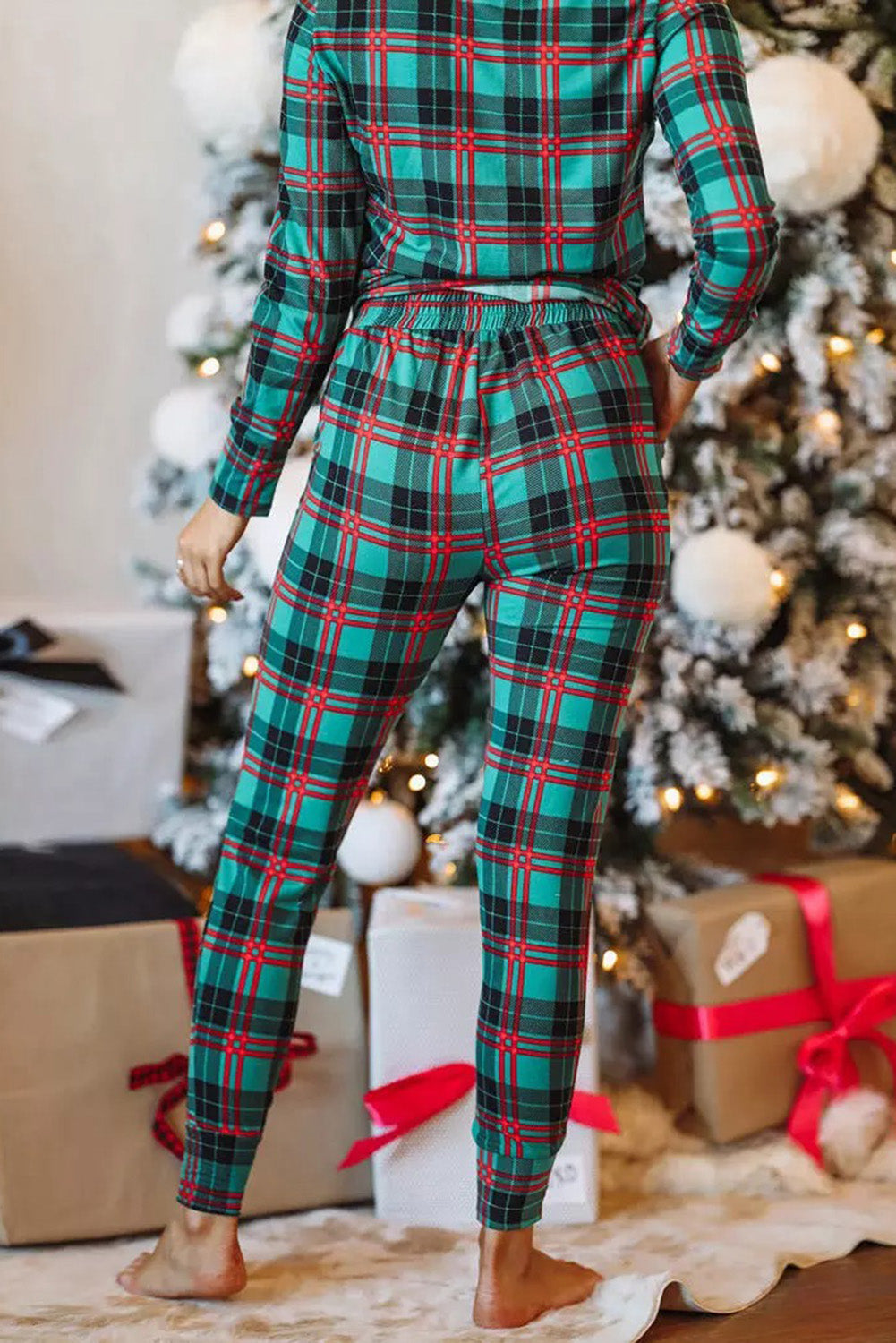 Green Plaid Pajama Set