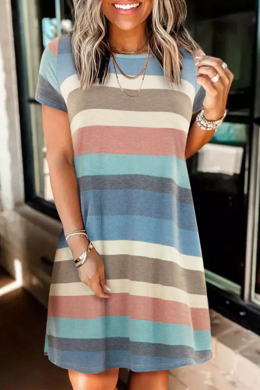 Striped Pocket Tshirt Dress