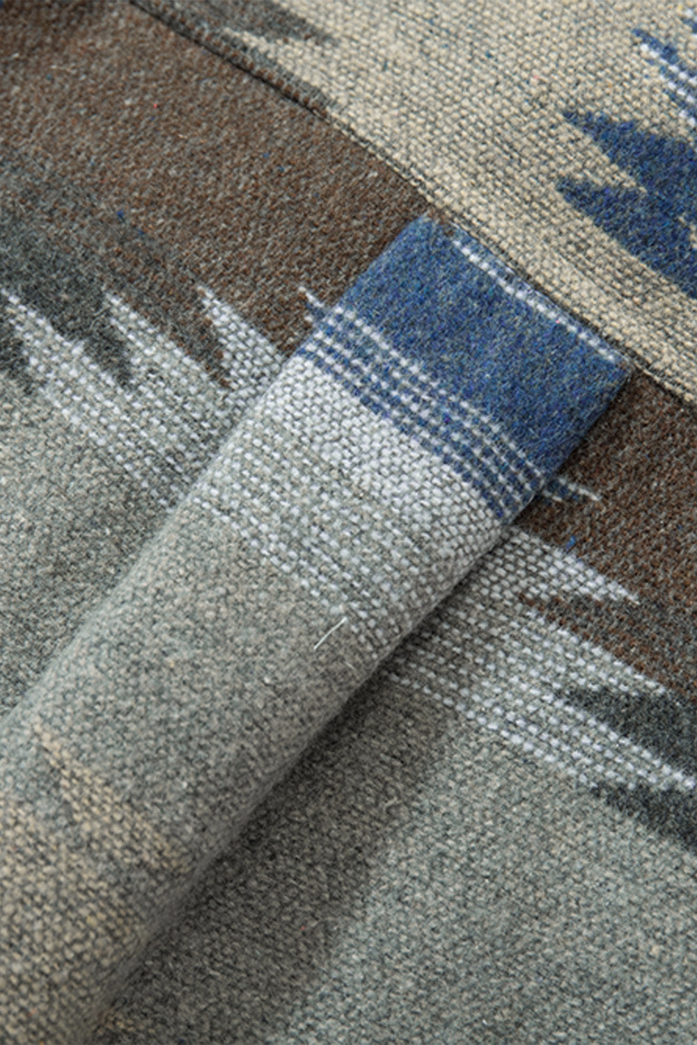 Blue Distressed Aztec Shacket