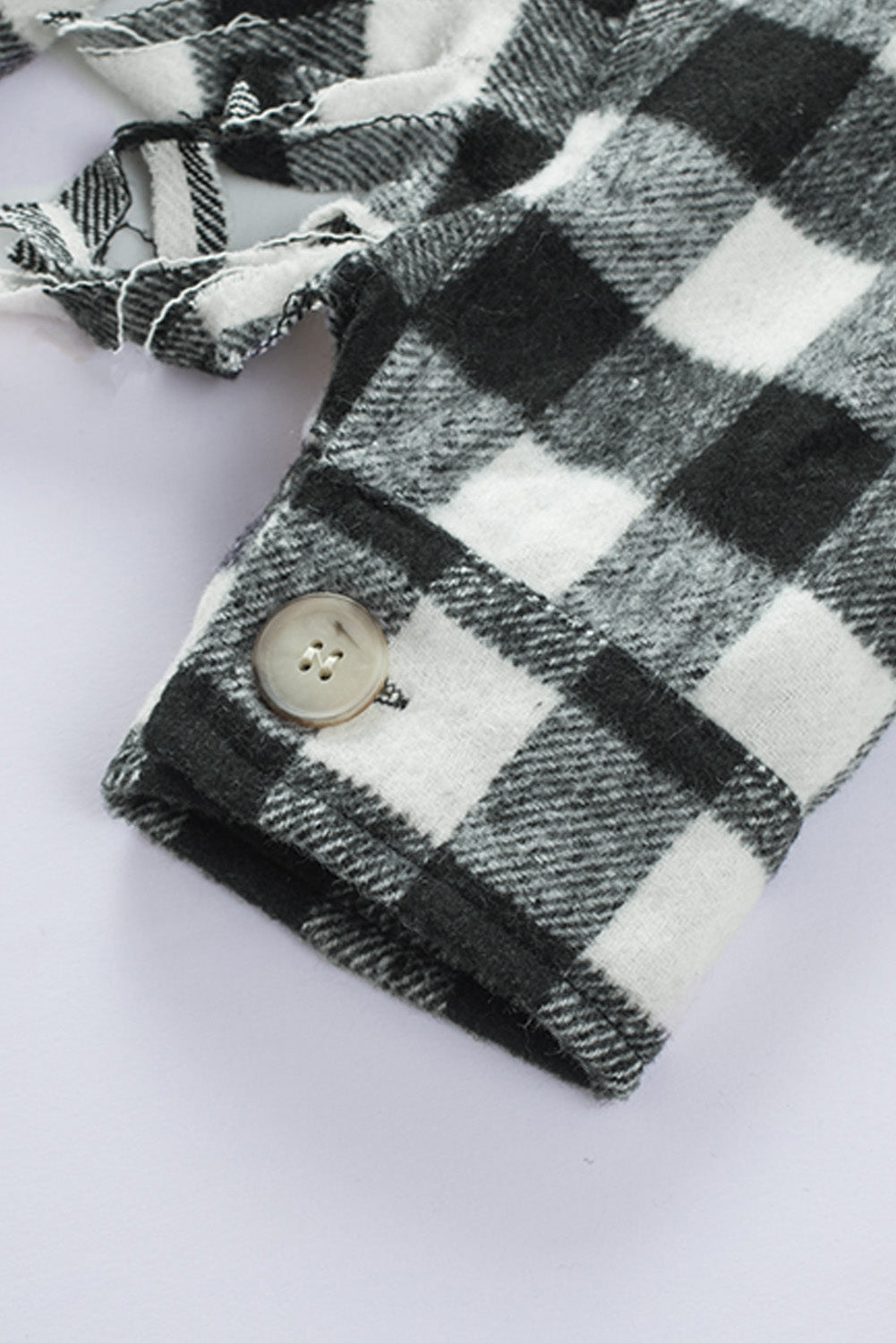 Black Plaid Fringe Shacket