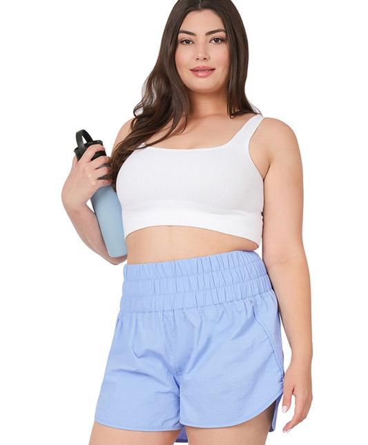 Plus Windbreaker Smocked Waistband Running Shorts