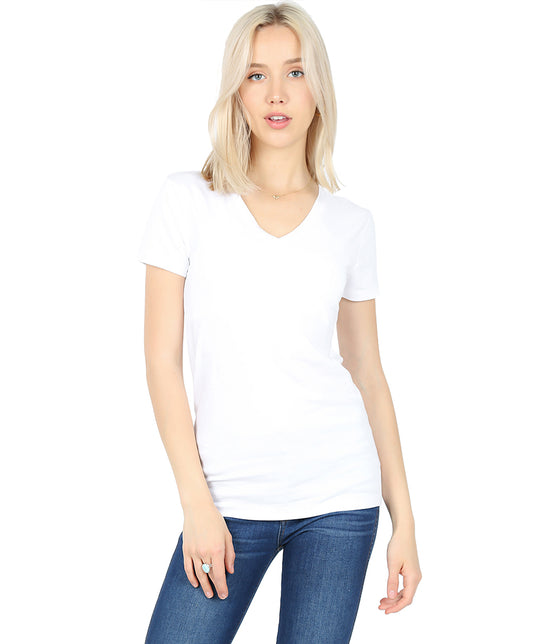 Basic Cotton V-Neck Short Sleeve