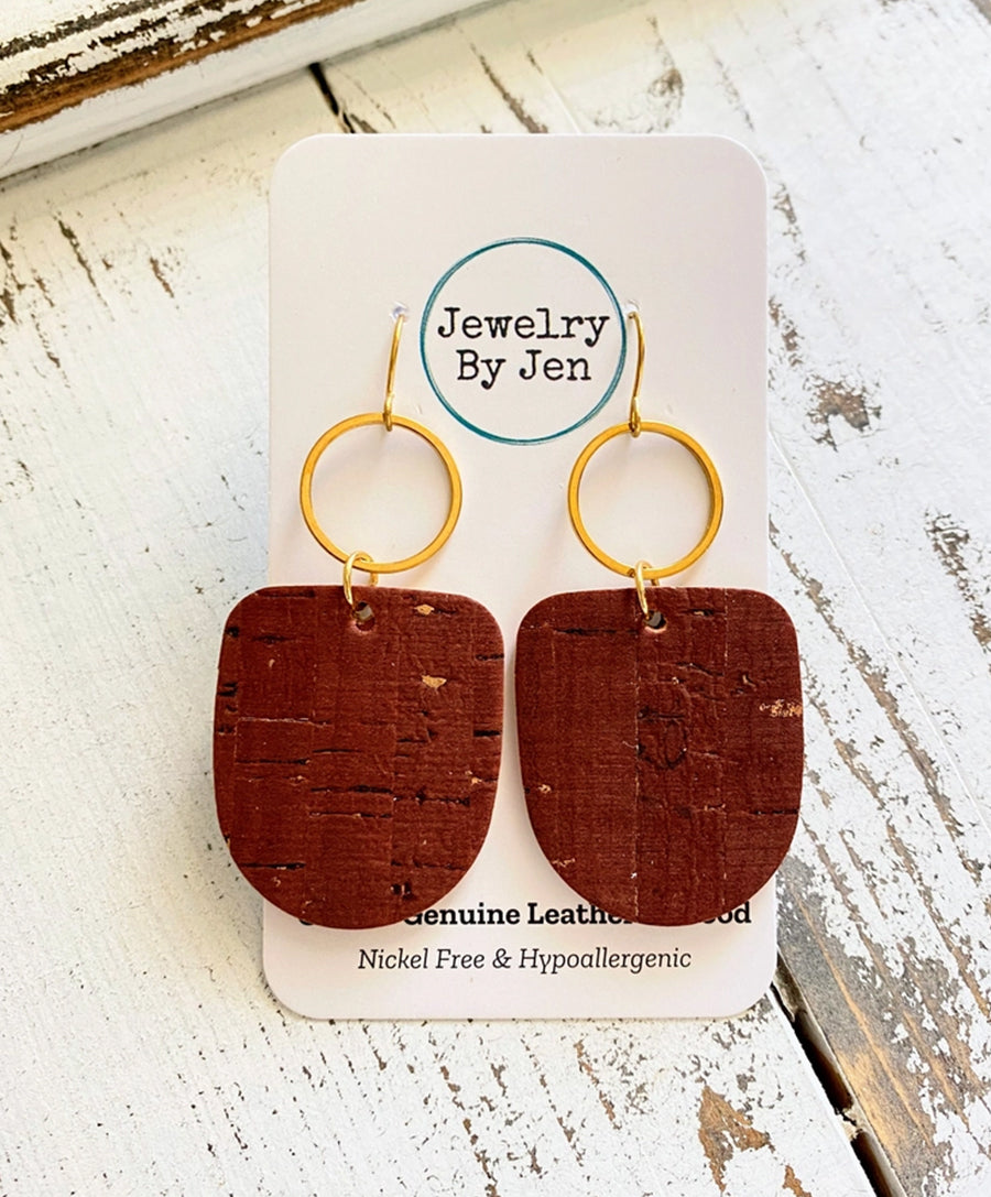 Boho Dangle: Cinnamon Cork W/Gold Accents