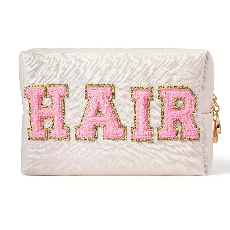 Chenille Letter Cosmetic Toiletry Bag