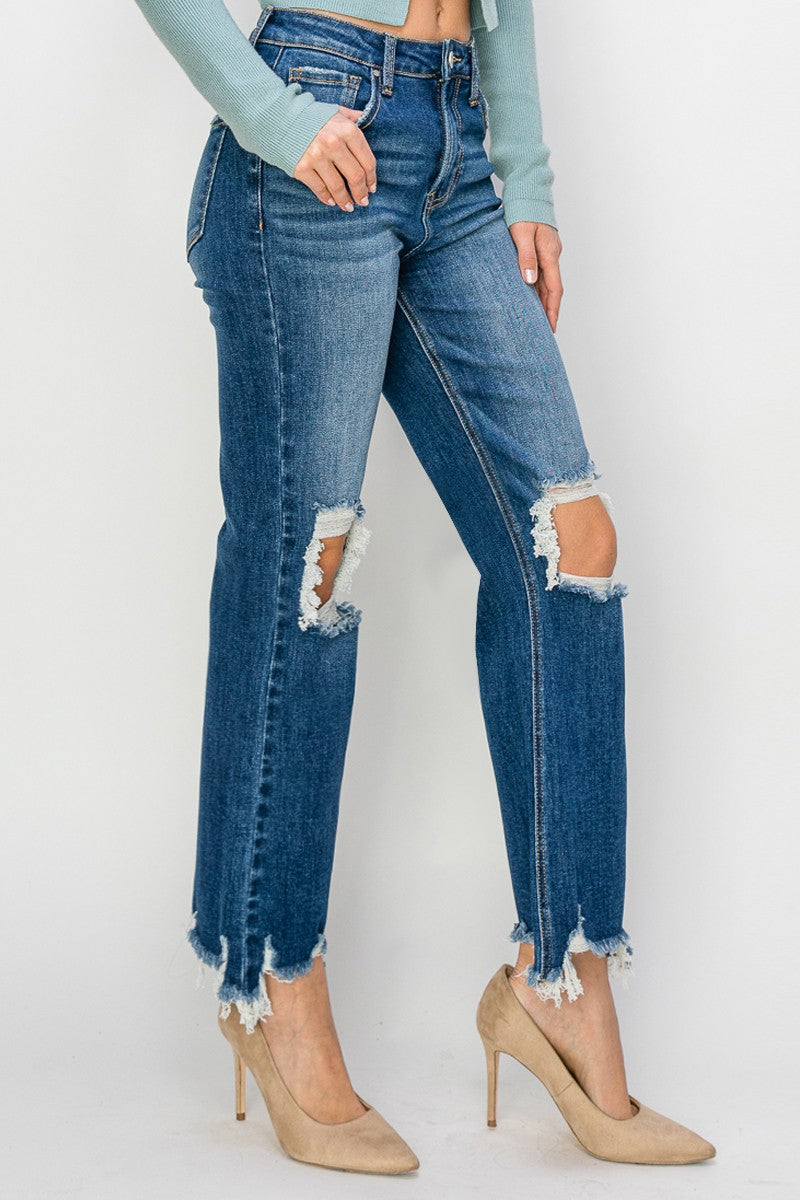 Plus Size High Rise Straight Crop Jeans