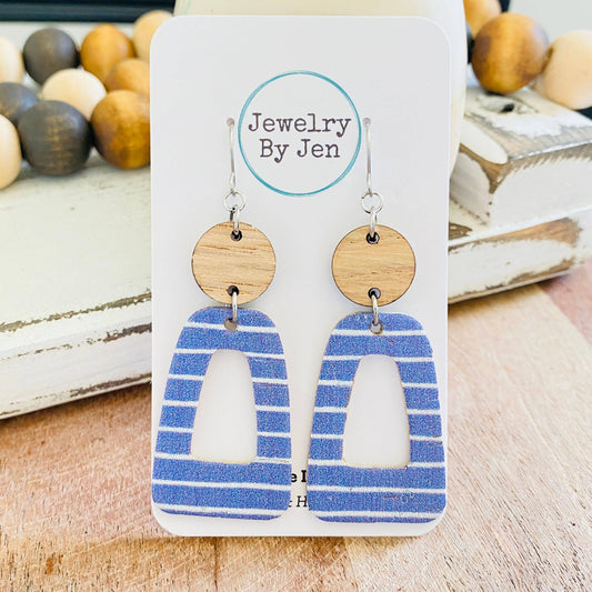 Trixie Earrings: Periwinkle Hand Drawn Stripes