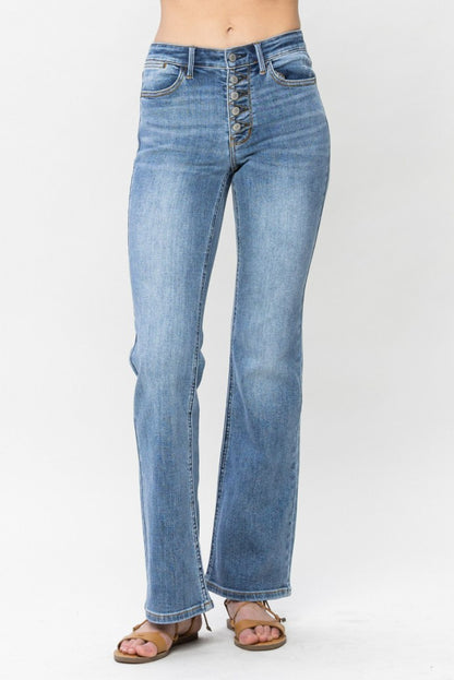 Judy Blue Mid Rise Vintage Button Fly Bootcut