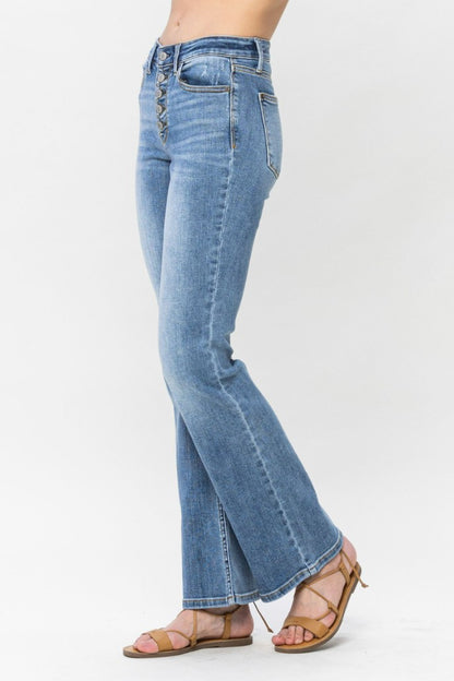 Judy Blue Mid Rise Vintage Button Fly Bootcut