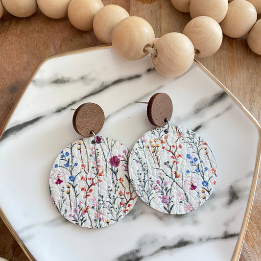 Wood Stud Earrings: Delicate Wildflower