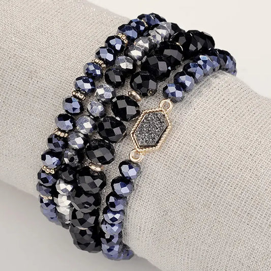 Crystal Resin Cluster Bracelet 4pcs set (multiple colors)