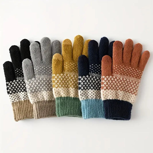 Striped Knitted Gloves