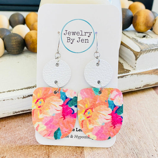 Boho Dangle Earrings: Painted Flower Bouquet