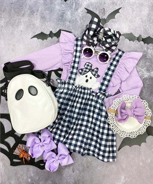 Plaid & Purple Ghost Suspender Skirt