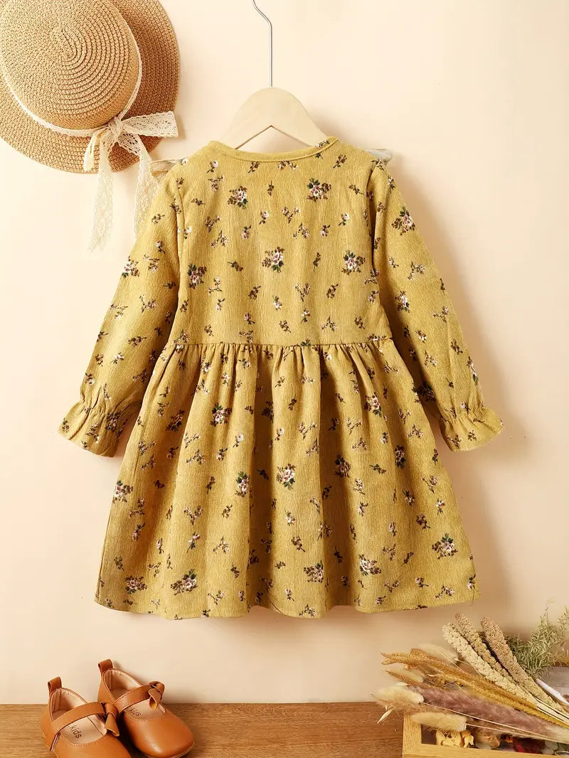 Vintage Mustard Floral Dress