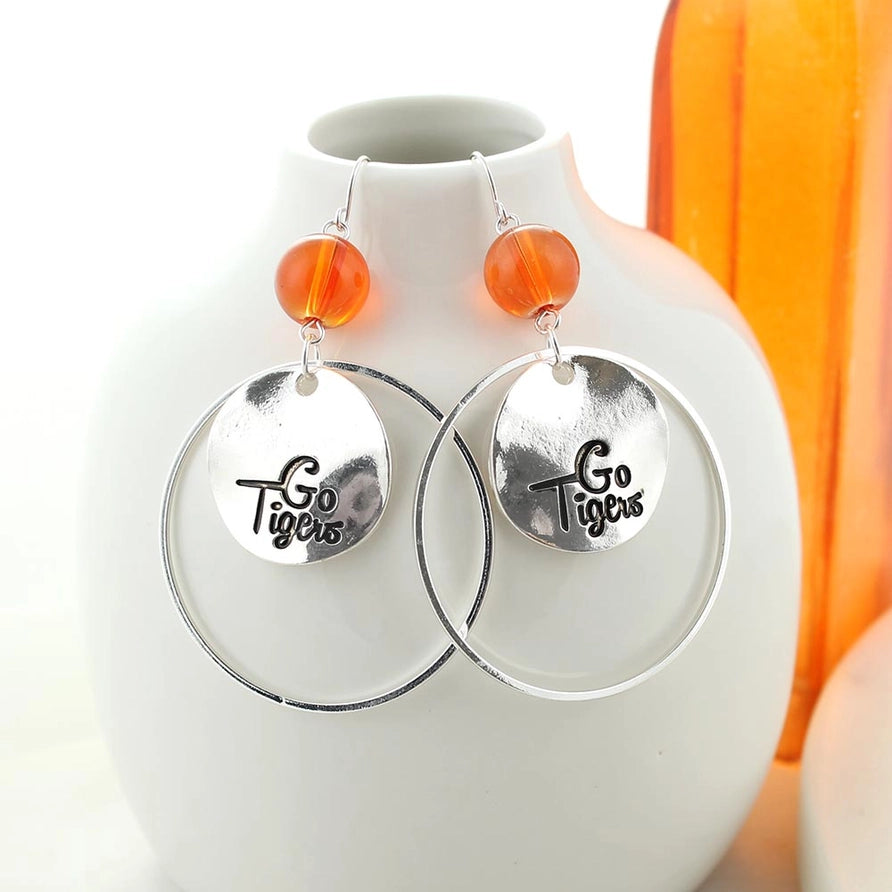 Go Tigers Disc Earrings