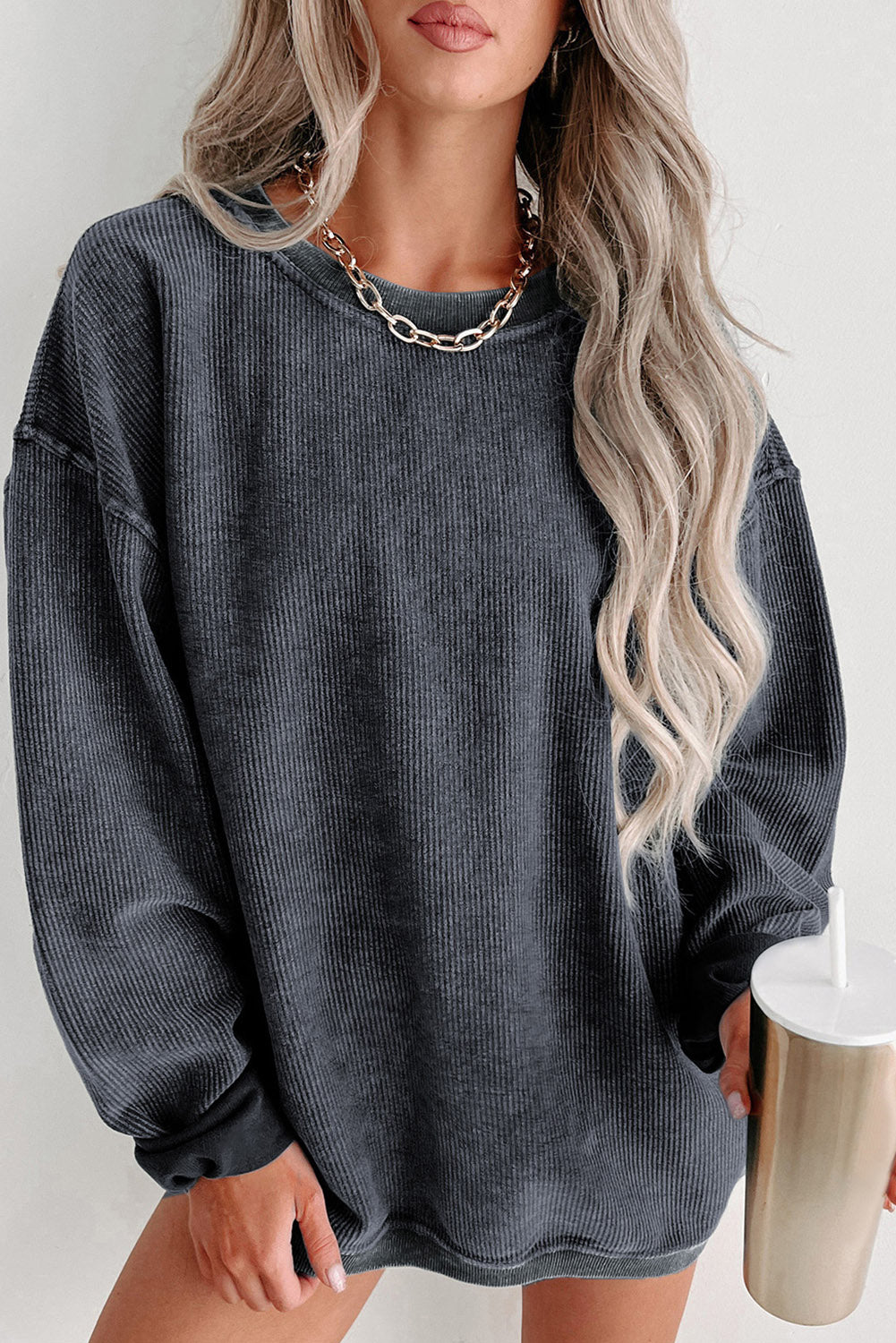 Ribbed Knit Sweatshirt