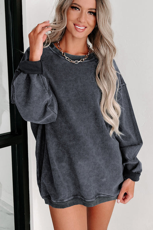 Ribbed Knit Sweatshirt