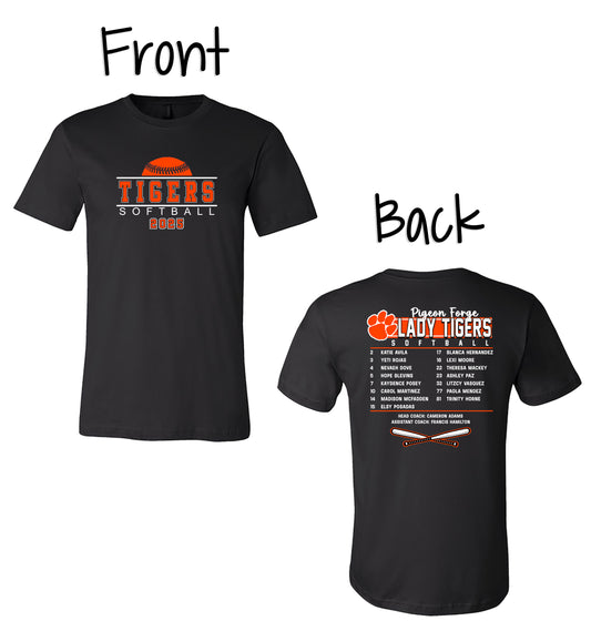 Lady Tigers Softball 2025 Roster Tshirt
