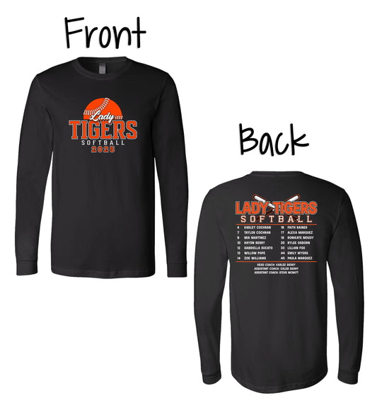Lady Tigers Softball 2025 Roster Long Sleeve