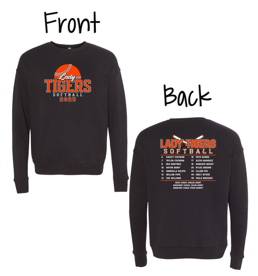 Lady Tigers Softball 2025 Roster Sweatshirt