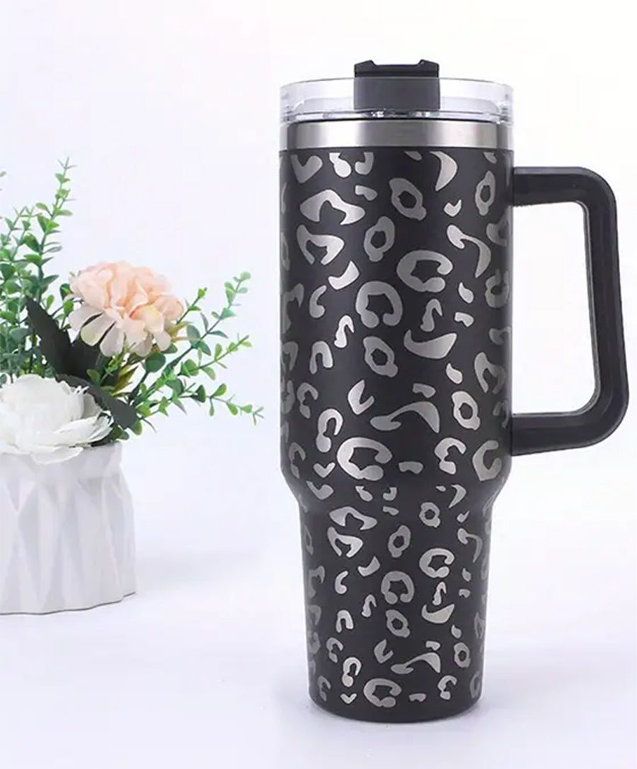 Black Leopard Stainless Steel Double Wall Insulated Cup - 40oz
