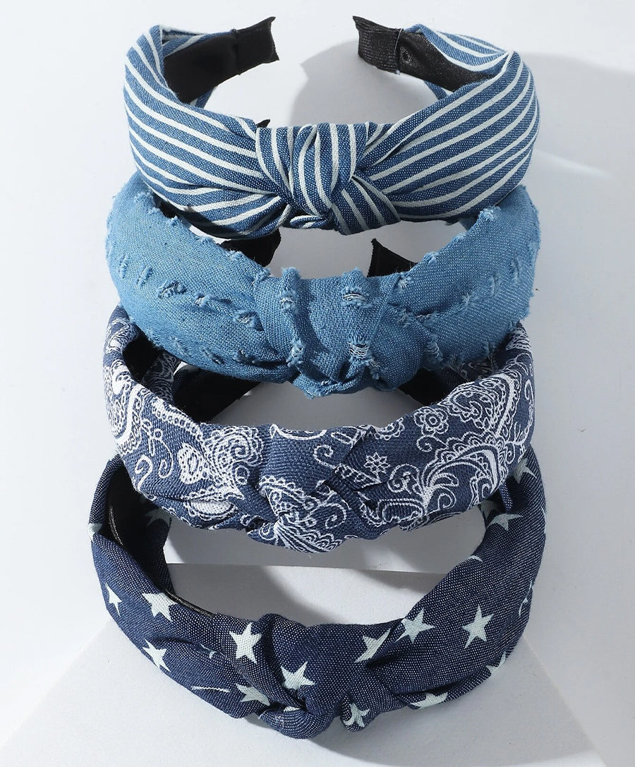 Blue Jean Knotted Headband