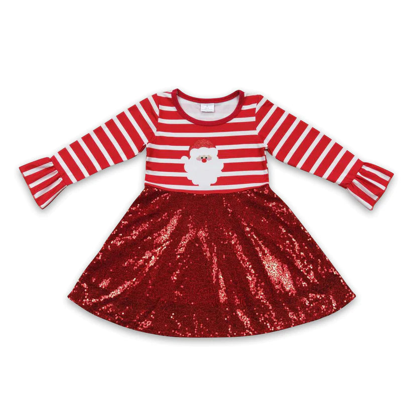 Red Striped Sequin Santa Dress