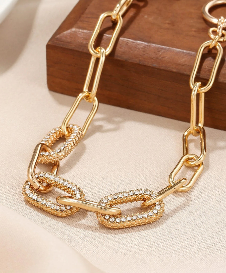 Gold Rhinestone Chain Bracelet