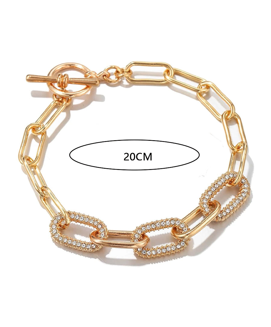 Gold Rhinestone Chain Bracelet