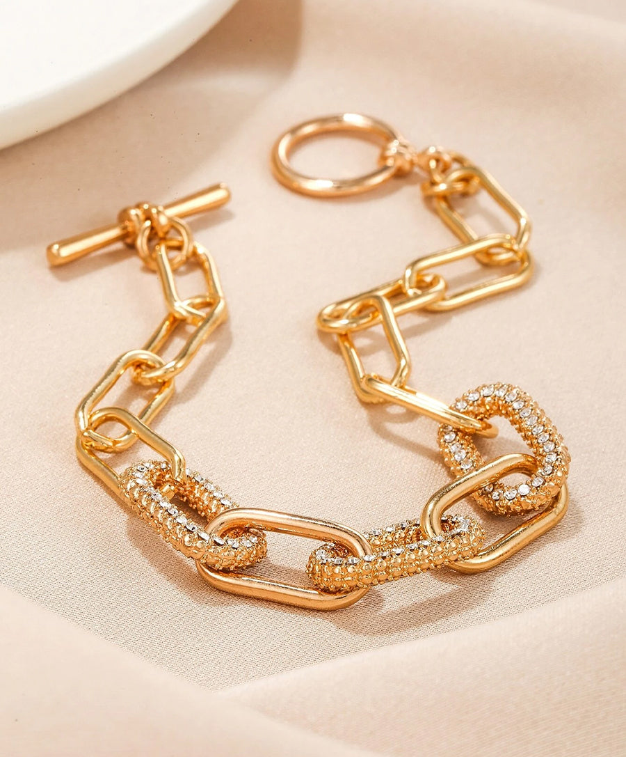 Gold Rhinestone Chain Bracelet