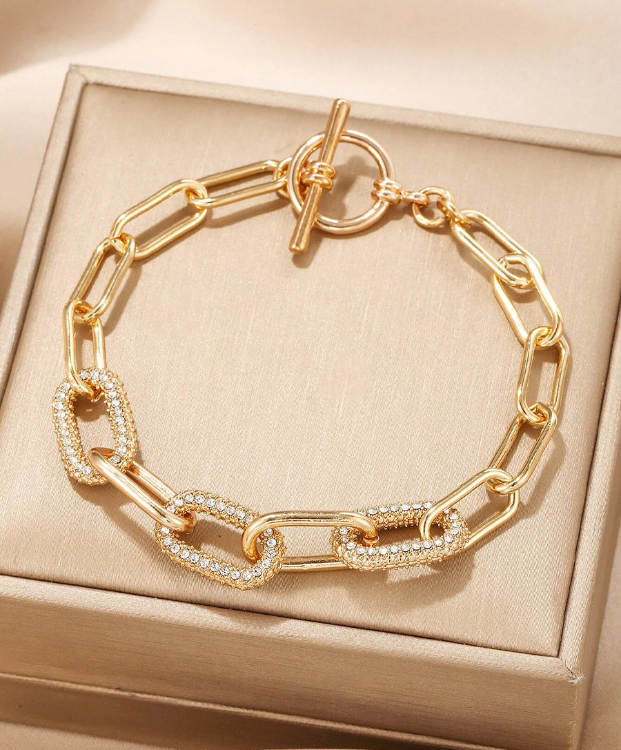 Gold Rhinestone Chain Bracelet