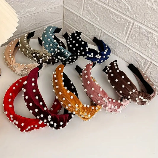 Twisted Knotted Faux Pearl Headband